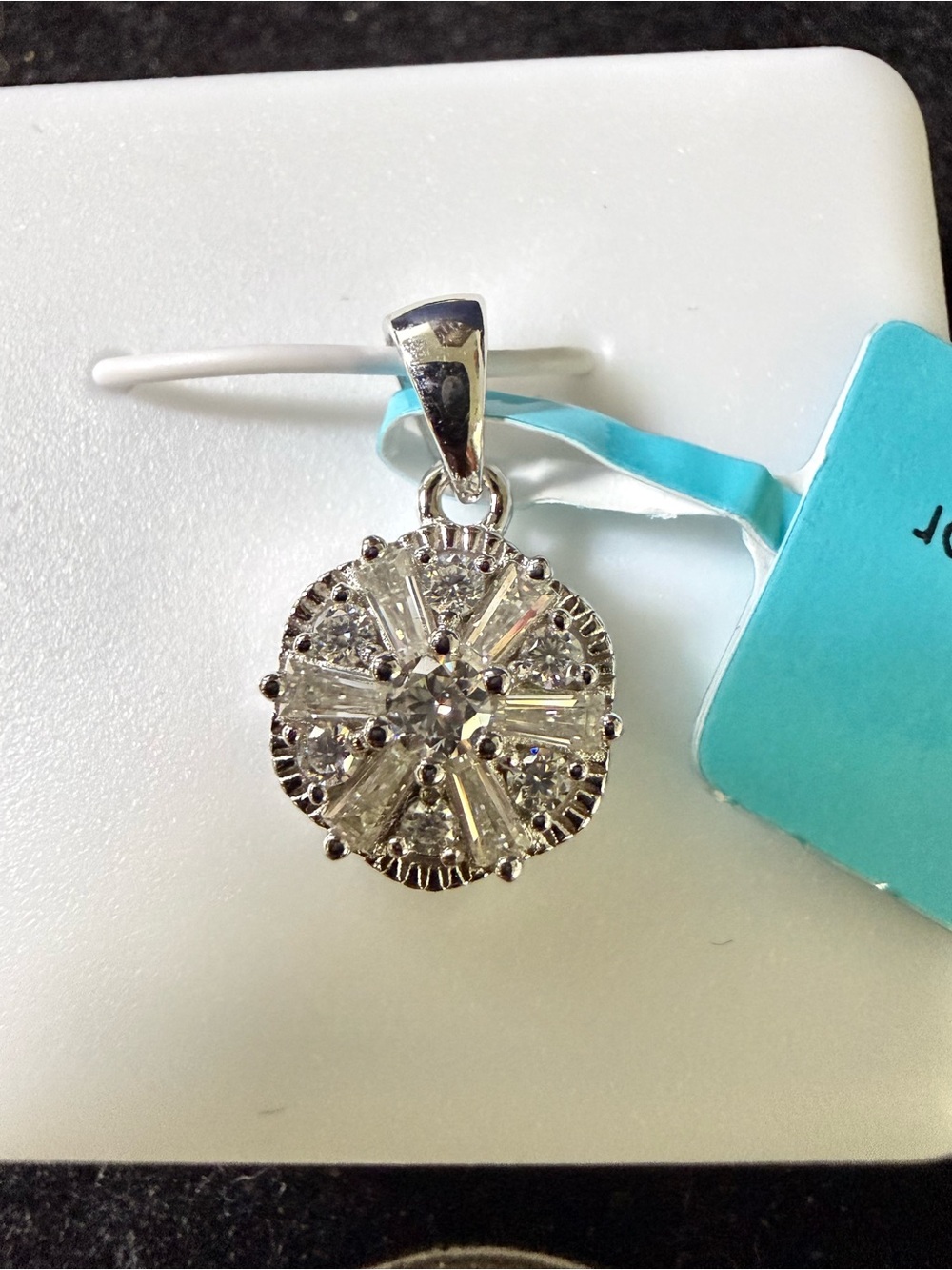 Sterling Silver Moissanite Flower Necklace (New)